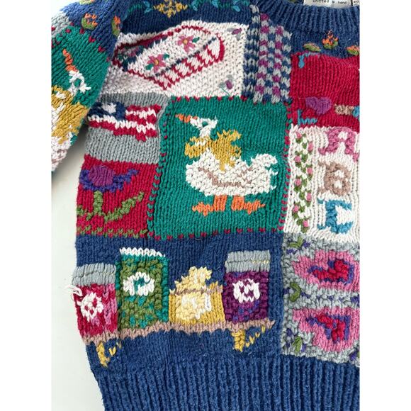 RARE Fairfield Hand Knit Girls Sweater Fairy Tales Goose Sz 10-12 (READ) - Picture 4 of 10